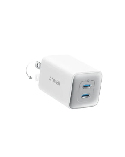 Anker 523 Nano 3, 47w Charger, Dual Usb-C Ports, 45w Single-Port Output, PowerIQ 3.0, ActiveShield 2.0 Protection, Ultra-Compact Design, Foldable Plug, 2-Pin (US) - White