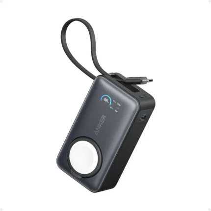 Anker MagGo Powerbank 10,000mah, 35w, For Apple Watch with Built-In Usb-C Cable, 0 to 90° Adjustable Stand, 30w Usb-C & 5w Wireless Charging, Smart Display - Black
