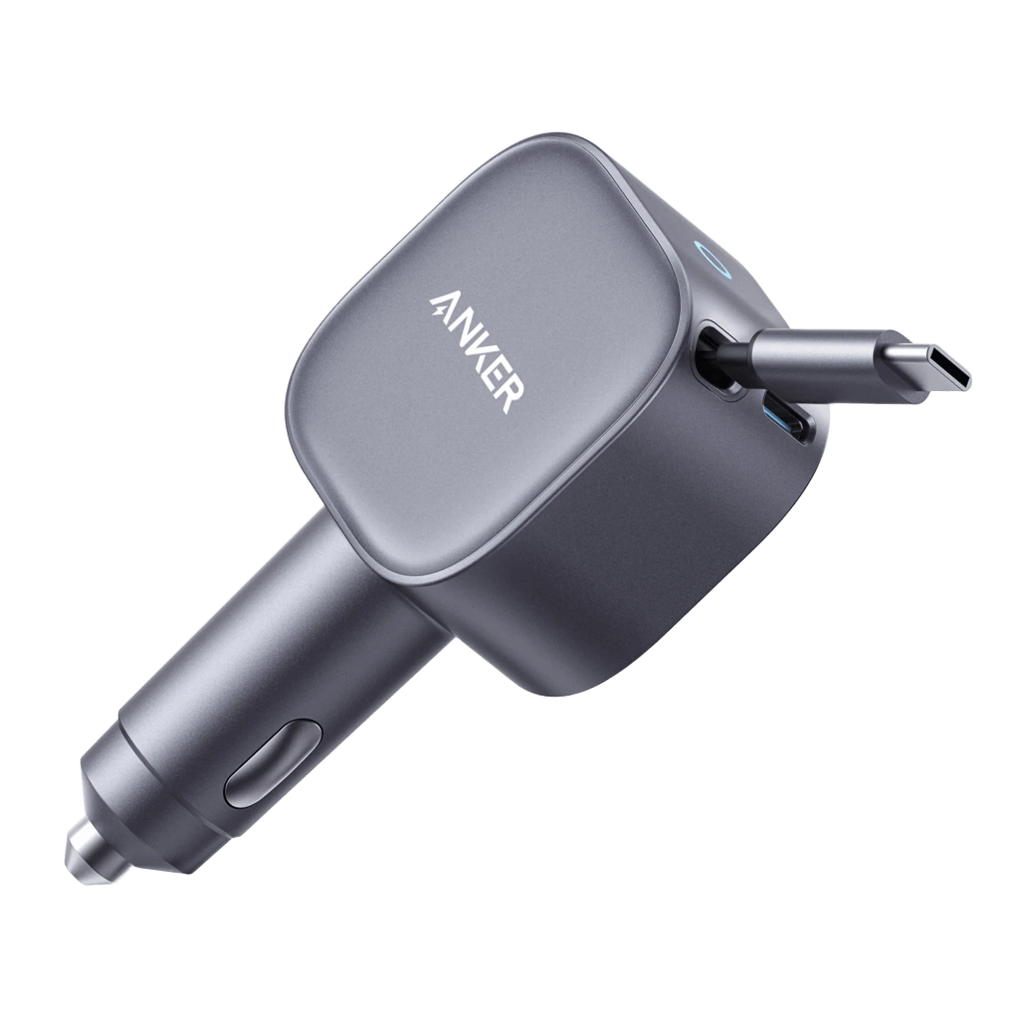 - Anker Nano Car Charger 75w, Usb-C Port, Built-In Retractable Usb-C Cable - Grey