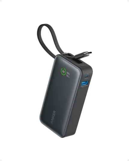 Anker Nano Power Bank, (10,000mah, 30w Built-In Usb-C Cable) 30W Fast Charging and Recharging, 30W Max Output with 1 Usb-C, 1 Usb-A, Intelligent Display - Black