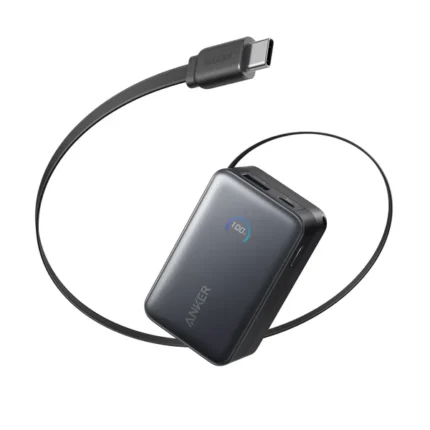 Anker Nano Power Bank 10,000mah, 45w, Built-In Retractable Usb-C Cable, Smart Digital Display - Black