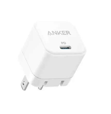 Anker PowerPort III 20W Cube Charger, Usb-C PD Fast Charger, Folable Plug, 2-Pin (US) - White