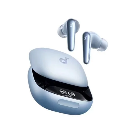 - Anker Soundcore Liberty 4 Pro, Noise Cancelling Wireless Earbuds, 7-Sensor and Real-Time Adaptive Noise Cancelling, 2× Faster Charging, Studio-Level HiFi Music, Clear Calls with 6 Mics and AI - Matte Light Blue