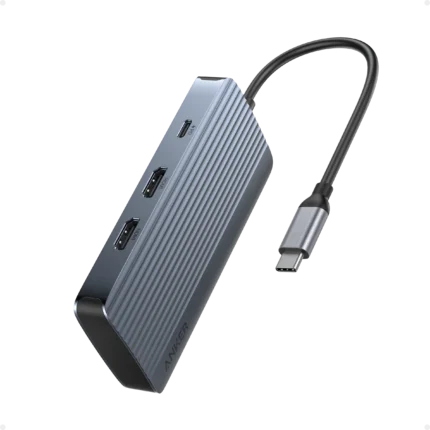 Anker Usb-C Hub (7-In-1, Dual Display), Single Display Can Reach 4k@ 30Hz, Dual Display Can Reach, 1080p@60Hz, 4k HD Resolution, 10Gbps Data Transfer, Elegant Metallic Finish