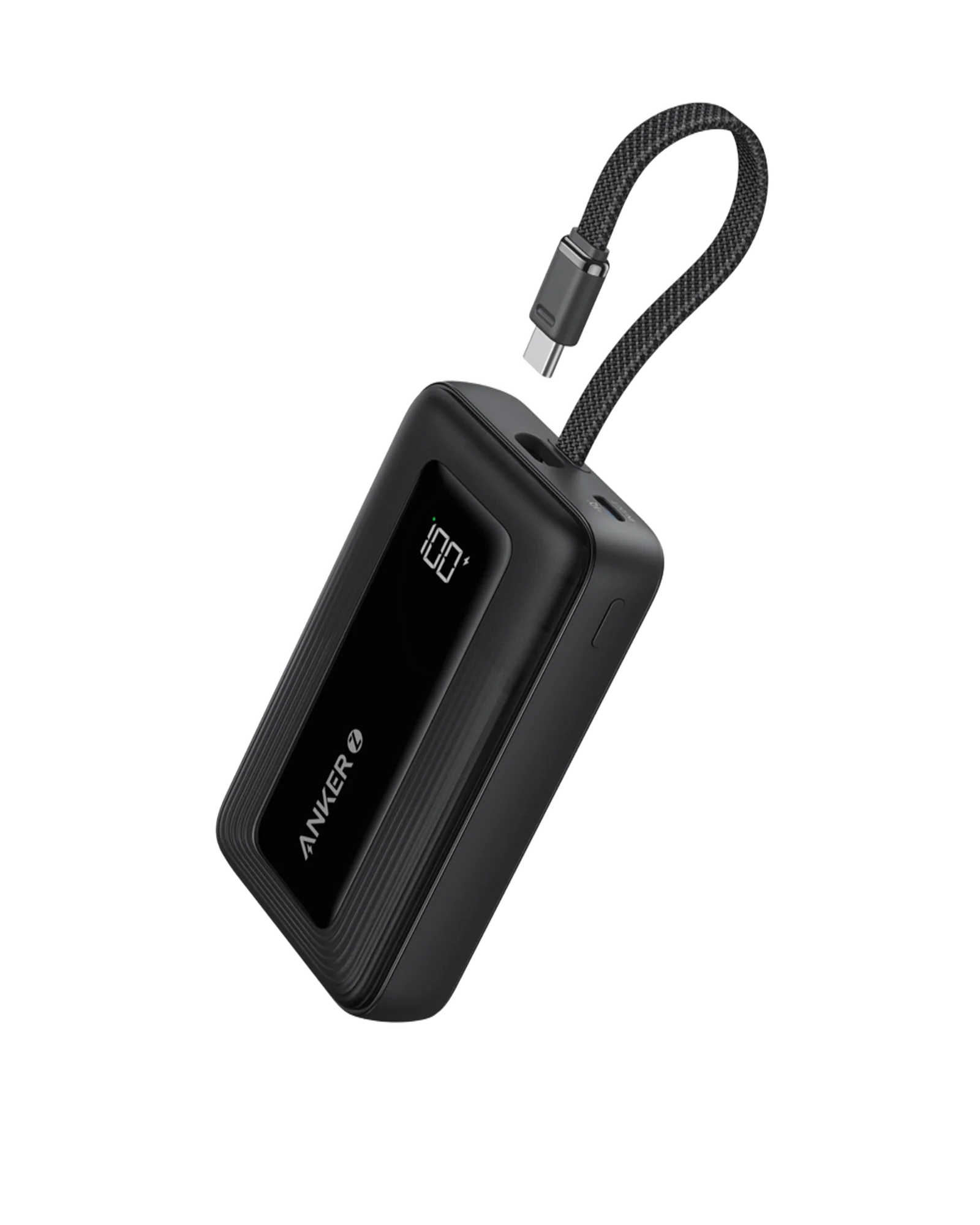 - Anker Zolo Power Bank 10,000mah,30w, Built-In Usb-C Cable, 30W Fast Charging, 2-Ports Usb-C + UsbA Ports, Digital Display - Black