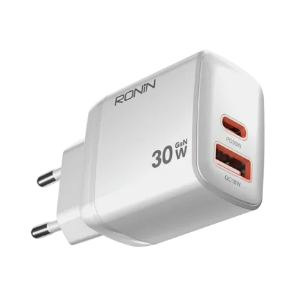 Ronin Flux Charger R-6030 30W GaN Fast Charger in White
