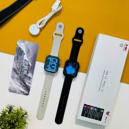 HK12 Pro Smart Watch B-Variant in Black and Silver with AMOLED Display