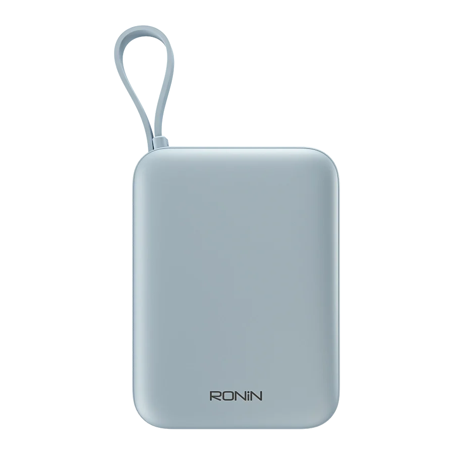 Ronin Aqua 20000mAh Power Bank with 22.5W Fast Charging and Built-In Cables