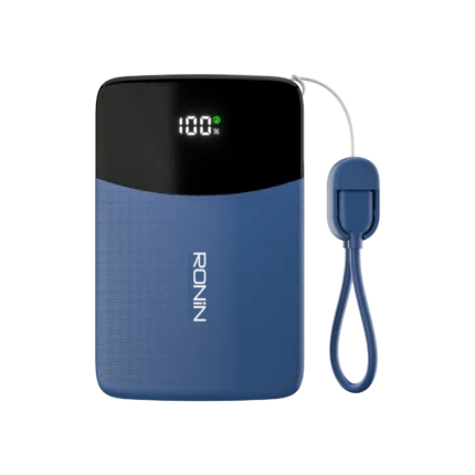 Ronin Cyan 10000mAh Power Bank with 22.5W Fast Charging and Digital Display