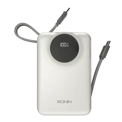 Ronin Megawatt 30000mAh Power Bank with 65W Fast Charging and Built-In Cables