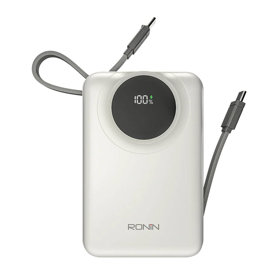 Ronin Megawatt 30000mAh Power Bank with 65W Fast Charging and Built-In Cables
