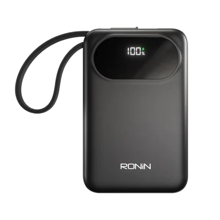 Ronin Pulse 10000mAh Power Bank with 22.5W Fast Charging and Built-In Type-C Cable