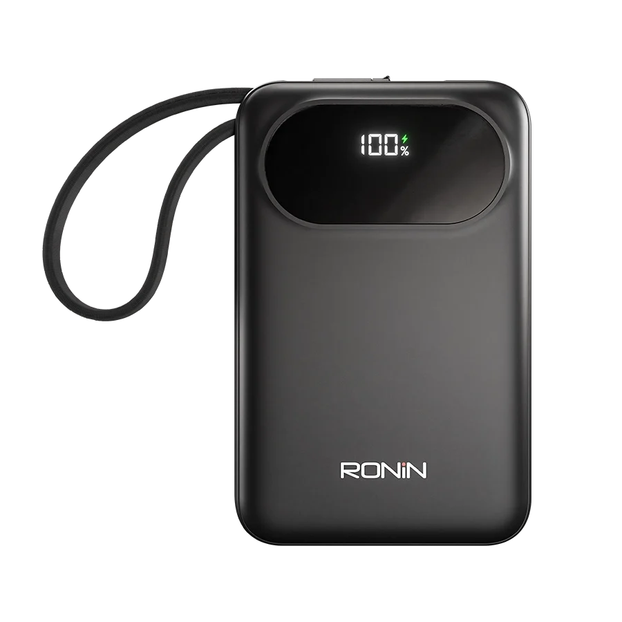 Ronin Pulse 10000mAh Power Bank with 22.5W Fast Charging and Built-In Type-C Cable